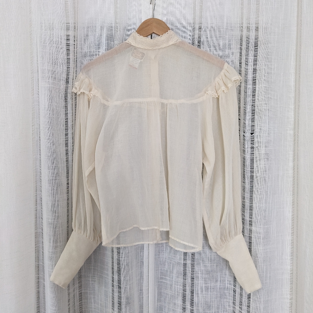 Vintage Jessica McClintock Gunne Sax Cream Blouse Size 7
